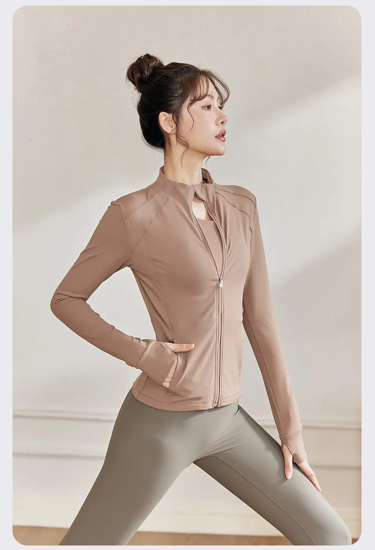 Neue Yoga-Anzüge für Damen, Eng Anliegendes Langarm-Oberteil, Lauf- und Fitness-Jacke, Schlankmachende Vielseitige Yoga-Jacke, Trainings-Sport-Oberteil – Detail 5