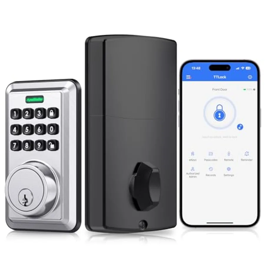 

Smart Door Lock, Built-in WiFi Keyless Entry Door Lock Deadbolt with APP Remote Control, No Hub Required Deadbolt Lock, Easy In