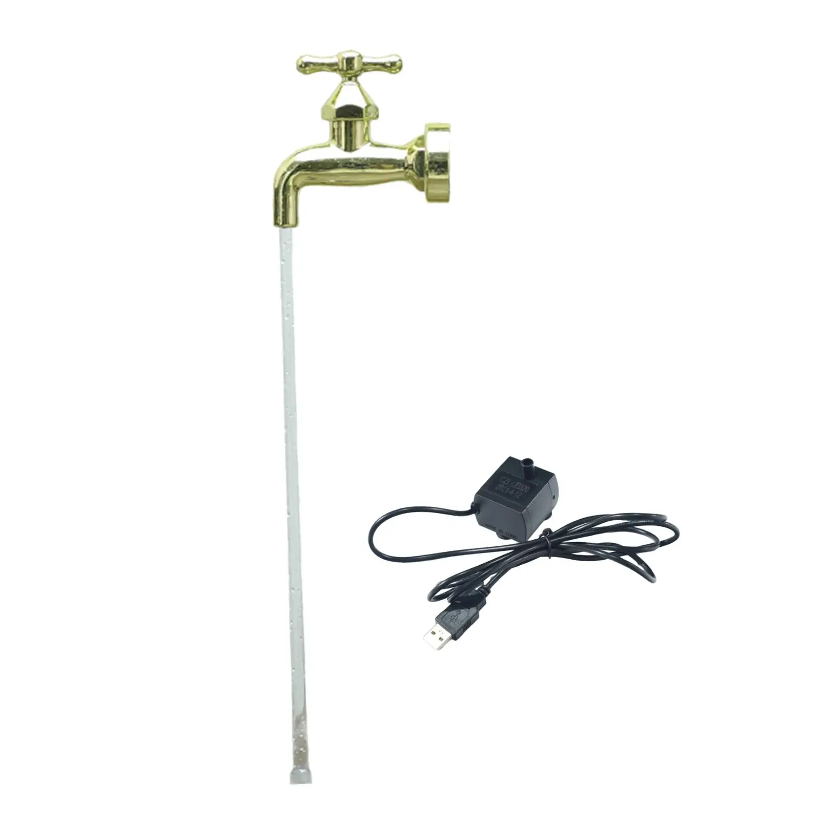 USB Floating Tap Water Fountain Ornaments Invisible Flowing Spout Watering Can Fountain for Farmhouse Porch Lawn Yard Courtyard