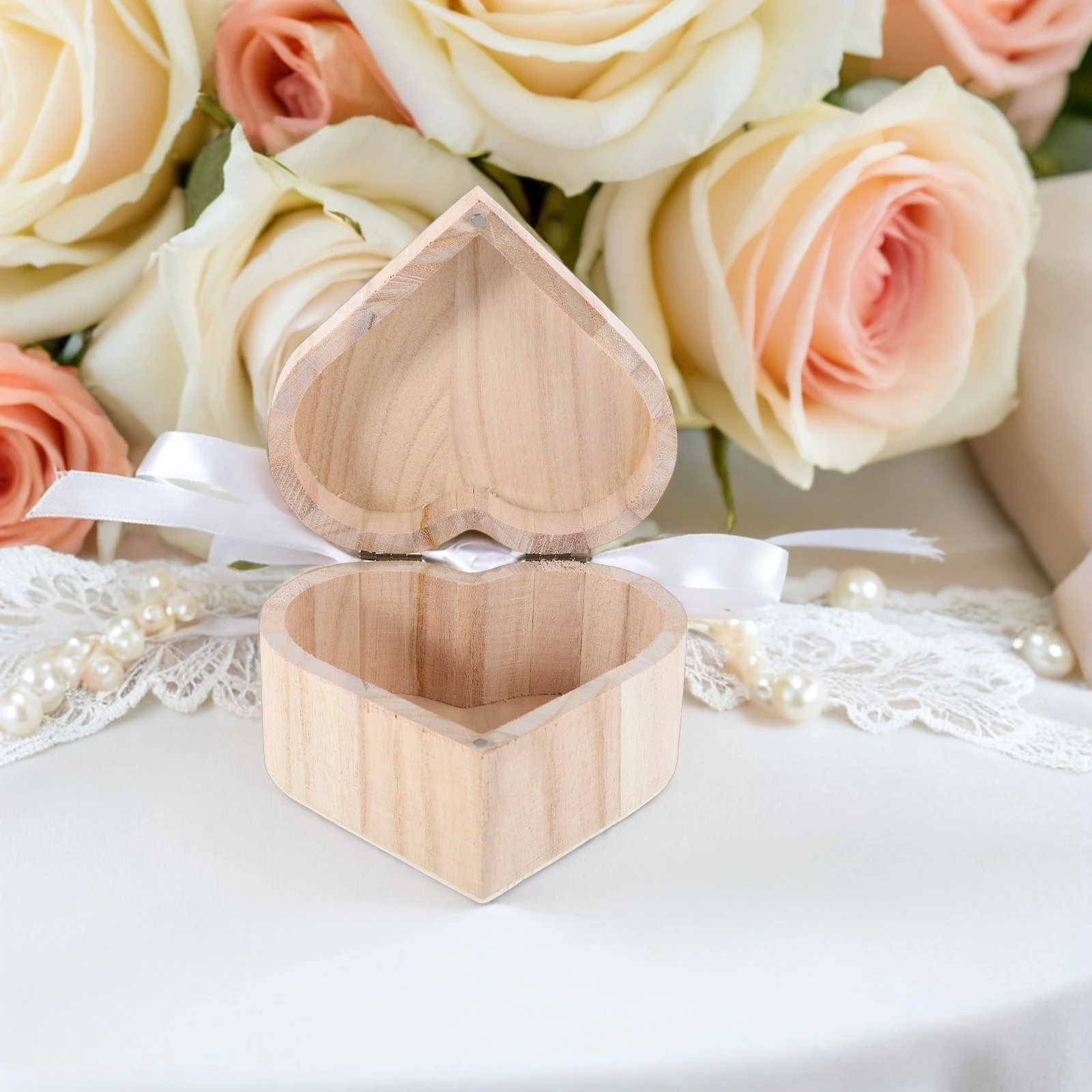 

Elegant Heart Shaped Wooden Jewelry Box Diy Storage Trinket Box Small Unfinished Wood Keepsake Container For Home Decor Crafts