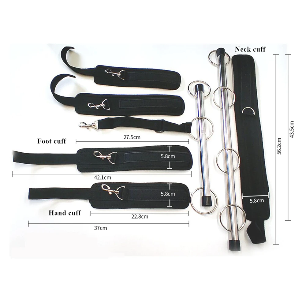 BDSM Bondage Kit Stainless Steel Extendable Spreader Bar Slave Handcuffs Ankle Cuffs Fetish Restraints Set Sex Toys for Couples