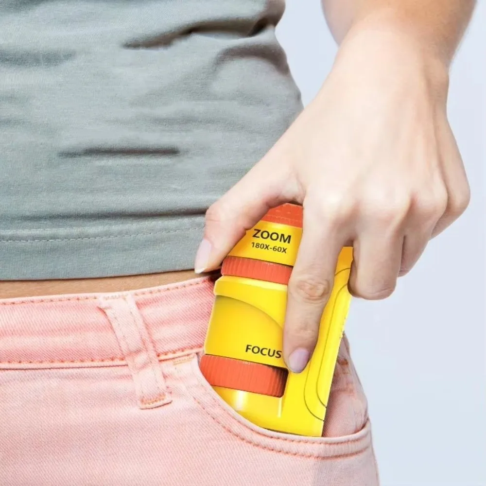 Kids Science Toy Portable Microscope Zoom 60x-180x with LED Light Mini Handheld Microscope Handheld Little Scientist Microscope