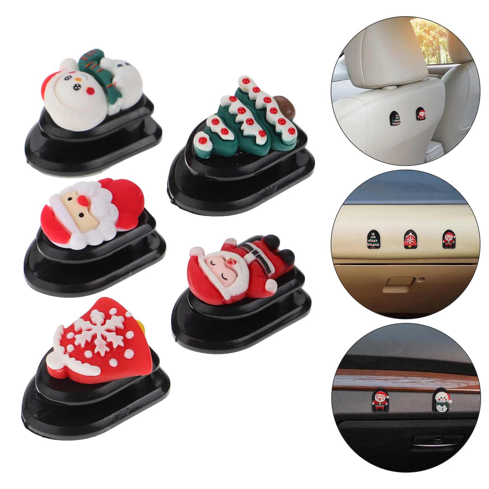 

5pcs Christmas Car Hooks Adhesive Hangers for Keys Decorations Plastic Travel Accessories Women Interior ganizing Toys Car