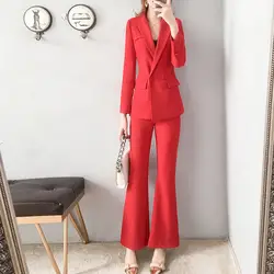 Set di due pezzi pantaloni per donna Blazer e Outfit pantalone rosso completo da donna Sexy 2 pantaloni gamba larga elegante con maniche Xxl sarto