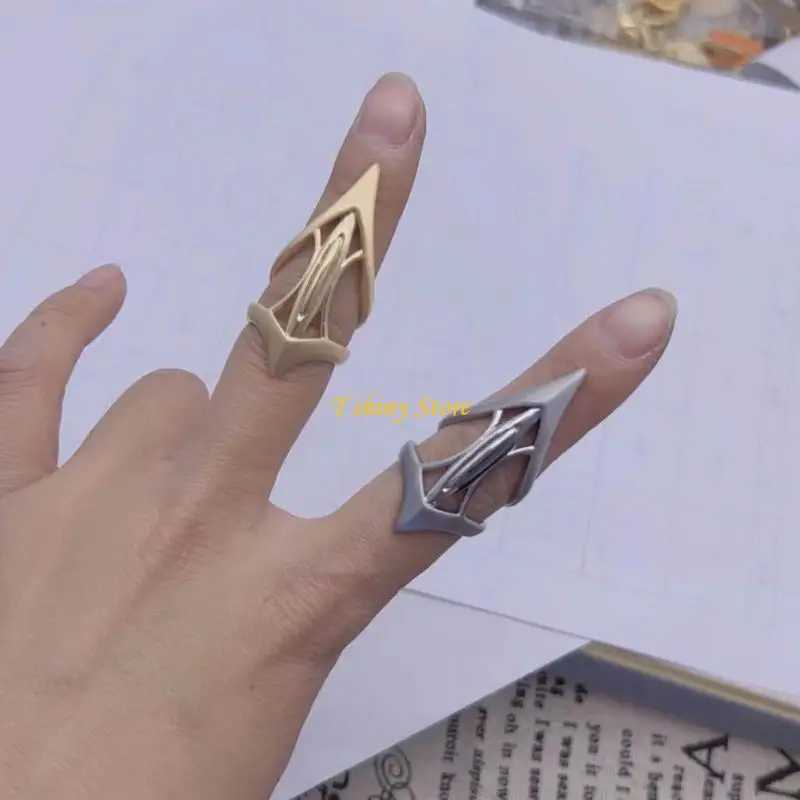 N58F Scepter Hollow Barbed Fangs Ring for Women Gold Silver Rings Fashion Novel Niche High-grade Open Finger Ring