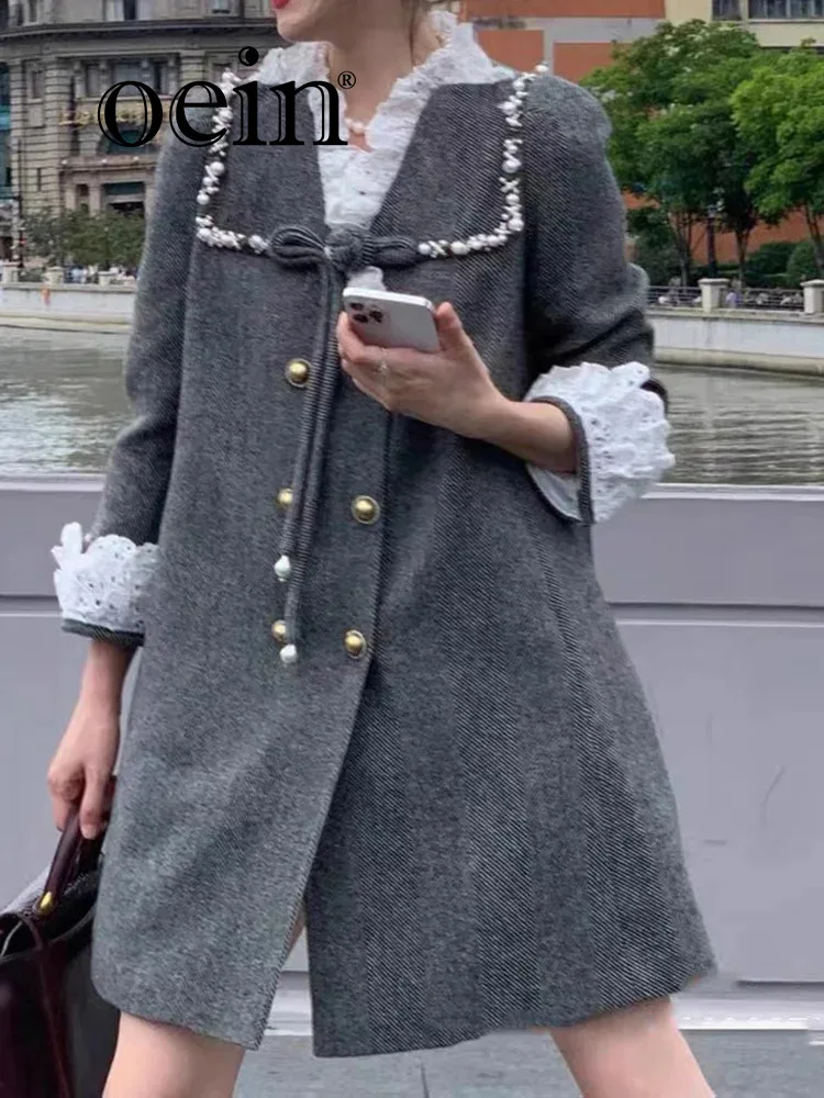 

[oein] 2024 Lafite's Same Rococo Court Wool Fabric, Medium Length Doll Style Coat, Women's Autumn And Winter Haute Couture