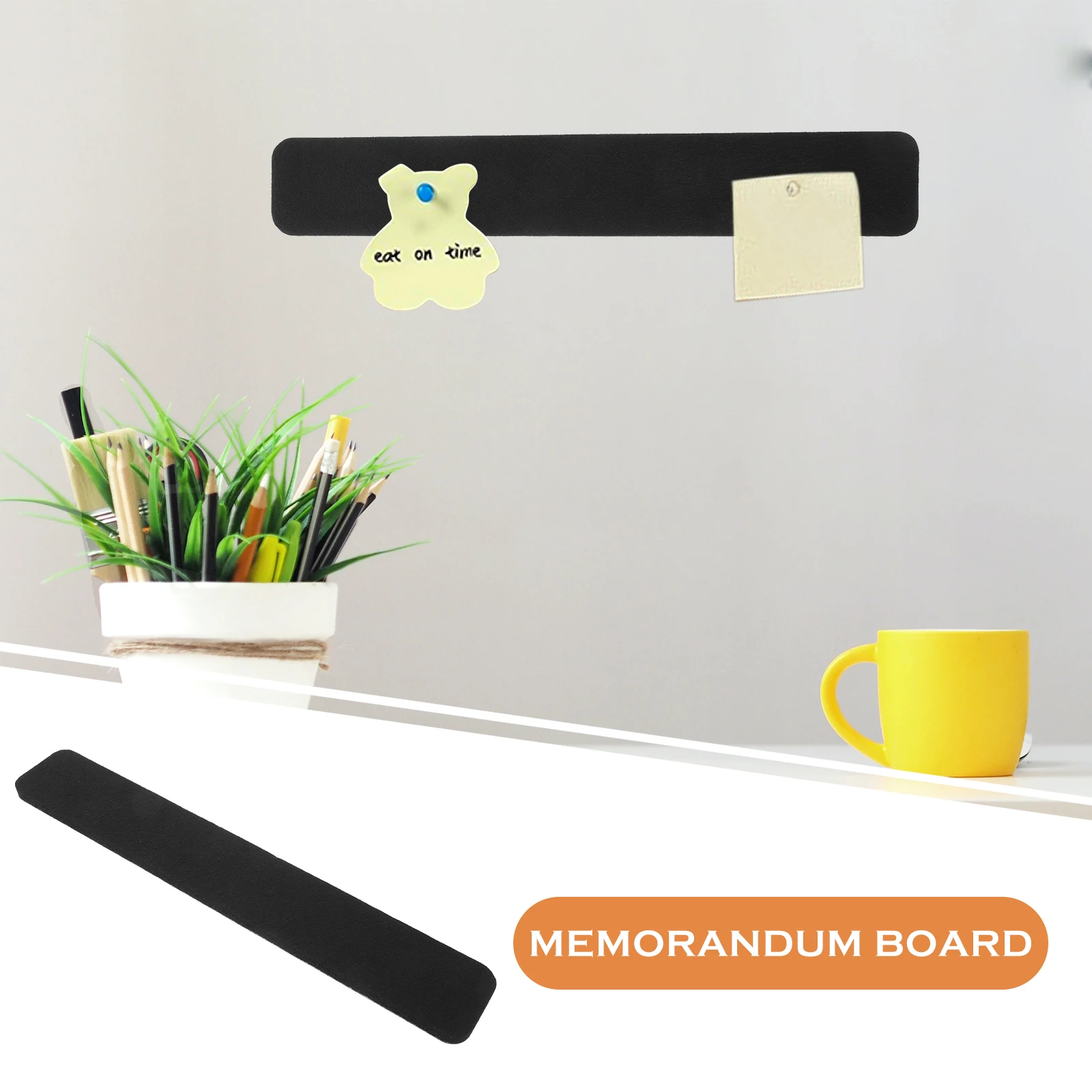 

8pcs Black Felt Bulletin Board Strips Memo Office Classroom Decor Wall Use Thick Pushpins Protect Wall Simple