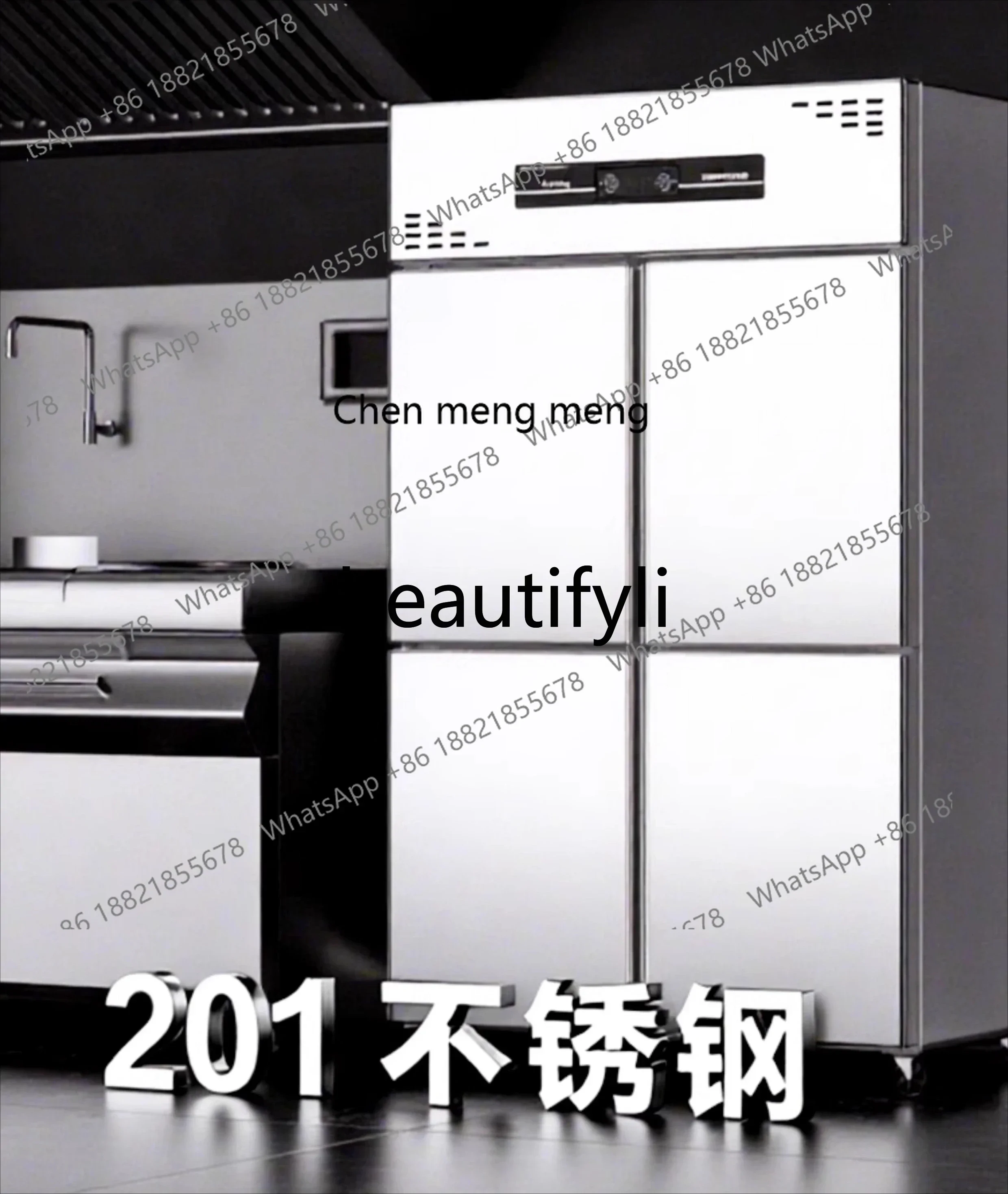 Z189  Commercial Four-Door Refrigerator Freezer Fresh-Keeping Cold Freezing Vertical Kitchen Large Capacity Stainless Steel