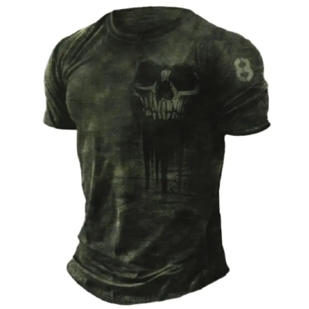 Men\'s T-shirts Summer 3d Vintage Horror Skull Top Hip Hop Rock Streetwear O-neck Short Sleeve Tee Oversized T Shirt Male Clothes