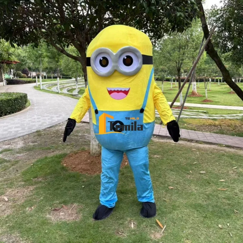 حجم الكبار تأثيري الرجل الأصفر التوابع زي التميمة فستان بتصميم حالم حفلة عيد ميلاد مفاجأة الملابس عرض إعلاني أداء الدعائم