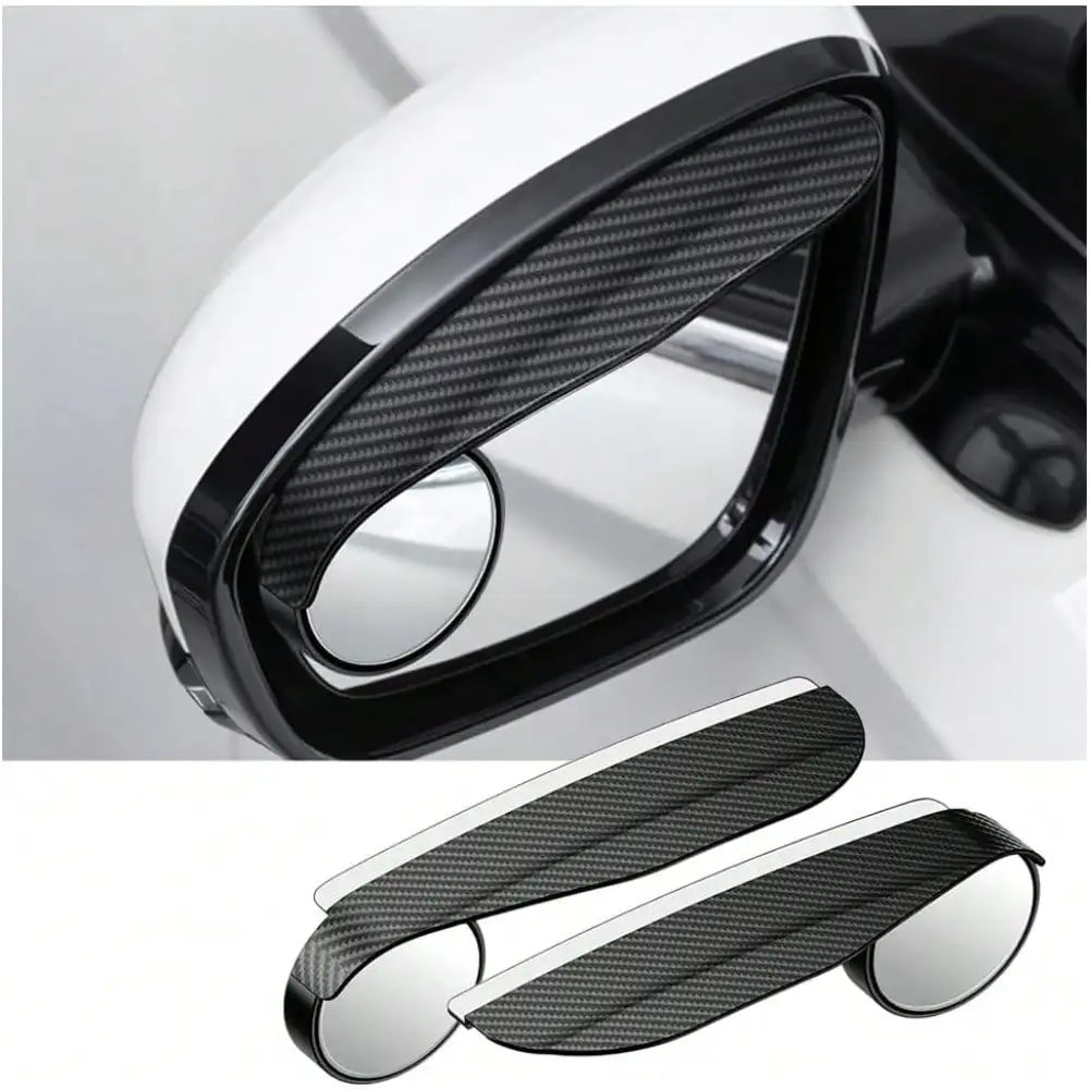 Car Mounted Multifunctional Reversing Device, Rearview Mirror with Rain Eyebrows, Small Round Mirror Integrated with Rain Proof