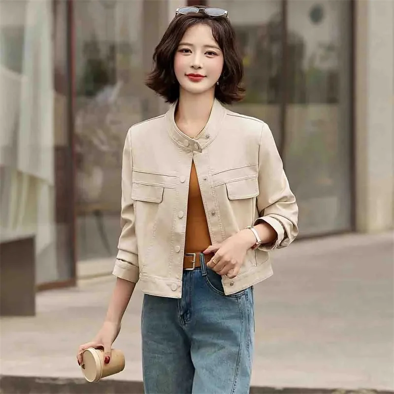 Fashion PU Leather Jacket Ladies 2025Spring Autumn New Motorcycle Coat High Quality Korean Overwear Temperament  Women's Outcoat