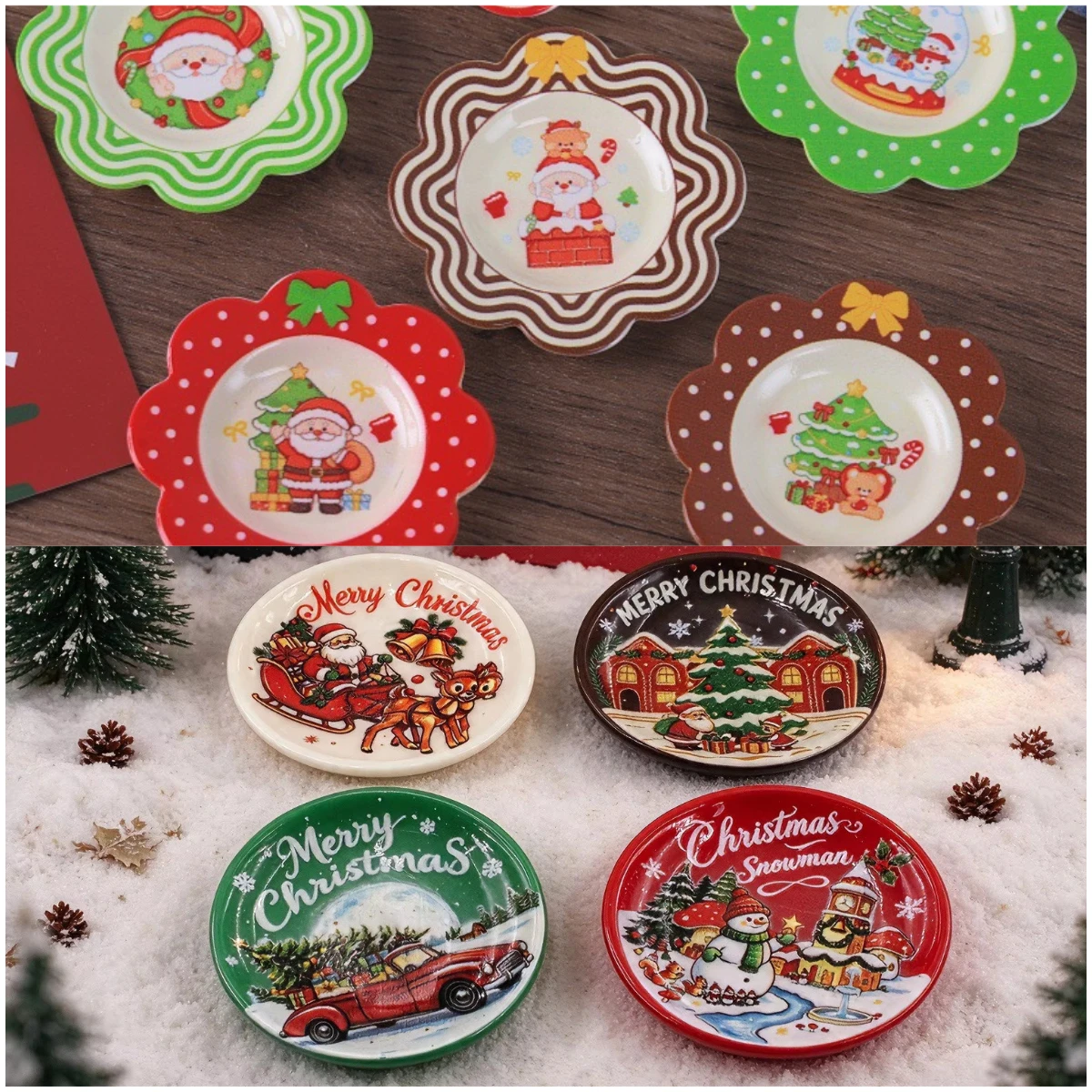 100pcs Wholesale Christmas Plate Series Resin DIY Accessories Hairclip Jewelry Pendant Decoration Dollhouse Oranment