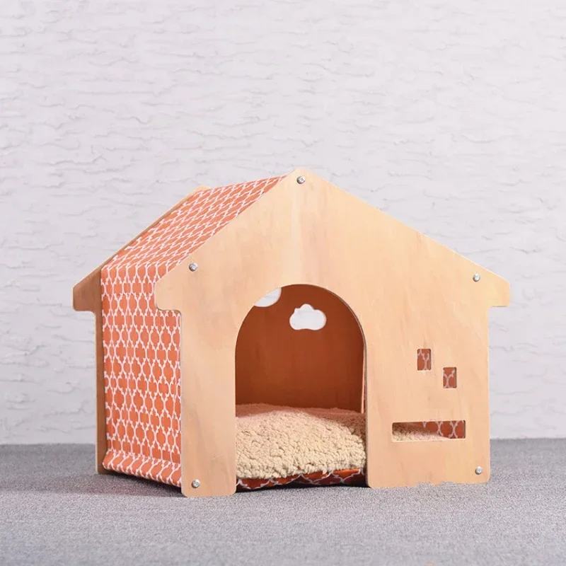 Shed สไตล์ Pet House ที่ถอดออกได้และล้างทําความสะอาดได้สุนัขในร่ม Cat Nest สไตล์ Pastoral ไม้ Cat Carrier Pet Supplies