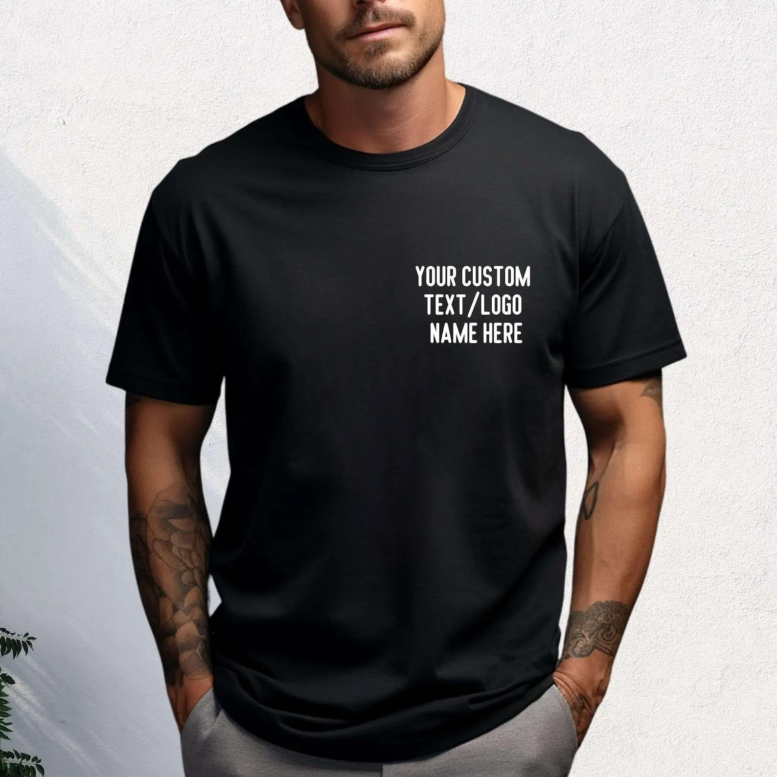 4Pcs Pack Custom Text T Shirts Men Personalized Cotton Tee Multiple Fonts DIY Printed Short Sleeve