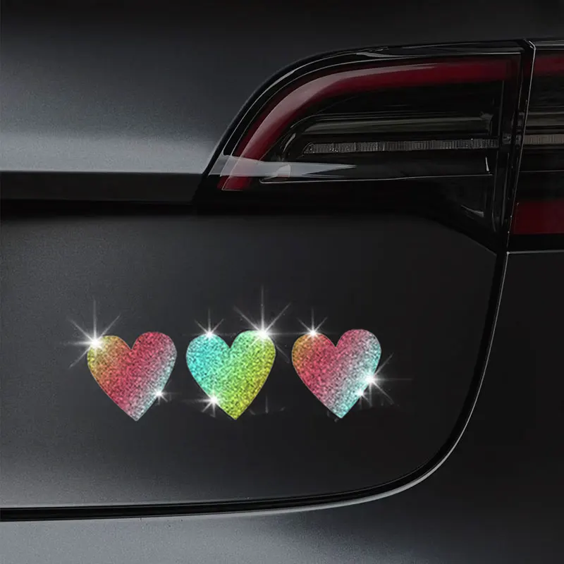 6 STKS LIEFDE Hart Glitter Auto Stickers Waterdichte Auto Achterruit Bumper Achteruitkijkspiegel Boot Vinyl Decals Motorfiets Decoratie