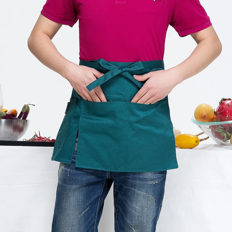 Server Apron Waiter Waitress Tip Waist Apron 2 Pocket Restaurant Coffe Dessert Shop Aprons Kitchen BBQ Cooking Hairdresser Apron