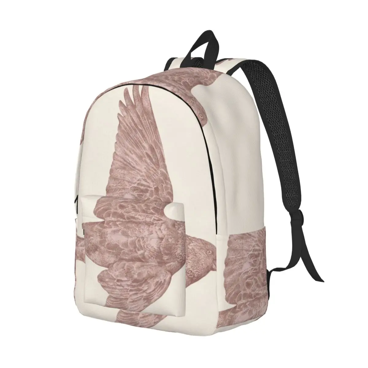 Gothic School Backpack Center Soaring Bird Modern Artistic Light Pink Black White Streetwear Bookbag for Teens College Travel