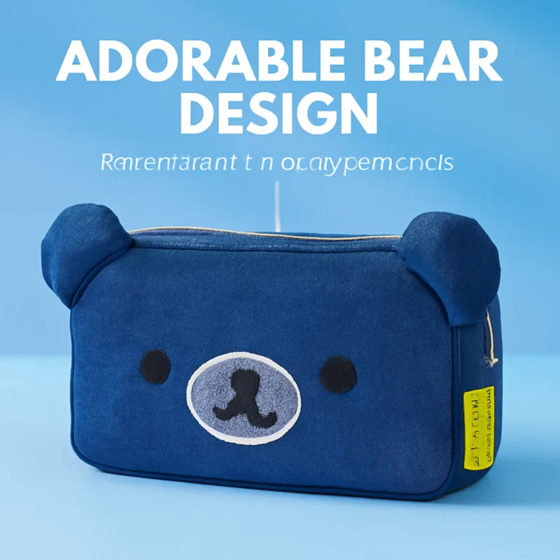 

Rilakkuma Denim Coin Purse Cute Wallet Anime Bear Face Coin Pouch Case Kawaii Small Storage Bag