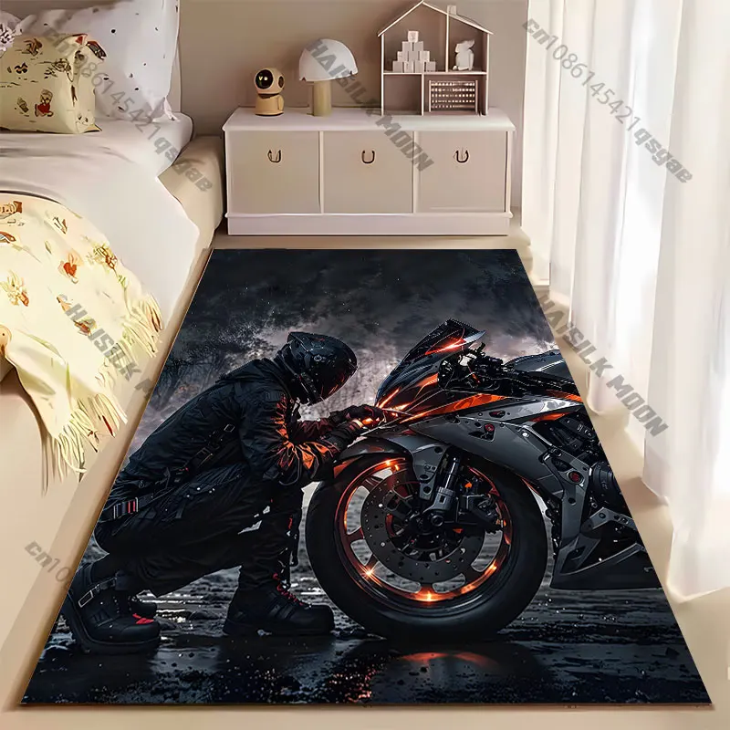 Motorcycle rider futuristic atmosphere carpet Yoga living room room decor children's crawling mat doormat area rug