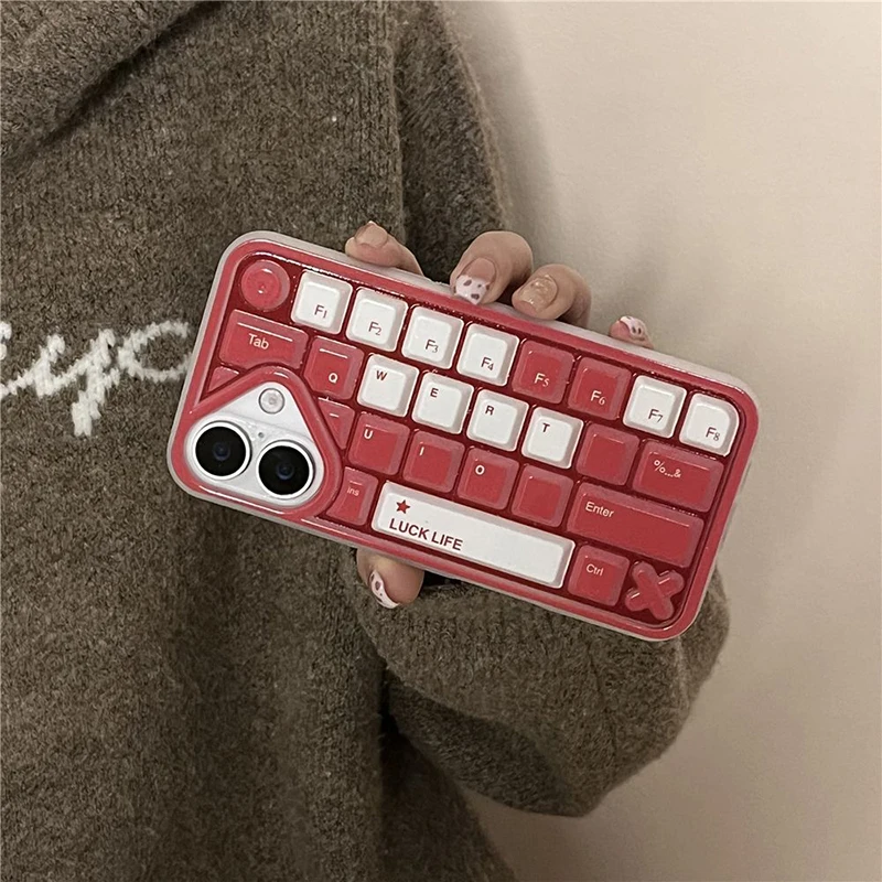 Compatible for Iphone 11 16 13 Case IPhone 13 12 15 11 14 16 Pro Max Creative Decompression Keyboard Carrtoon Colored Soft Case