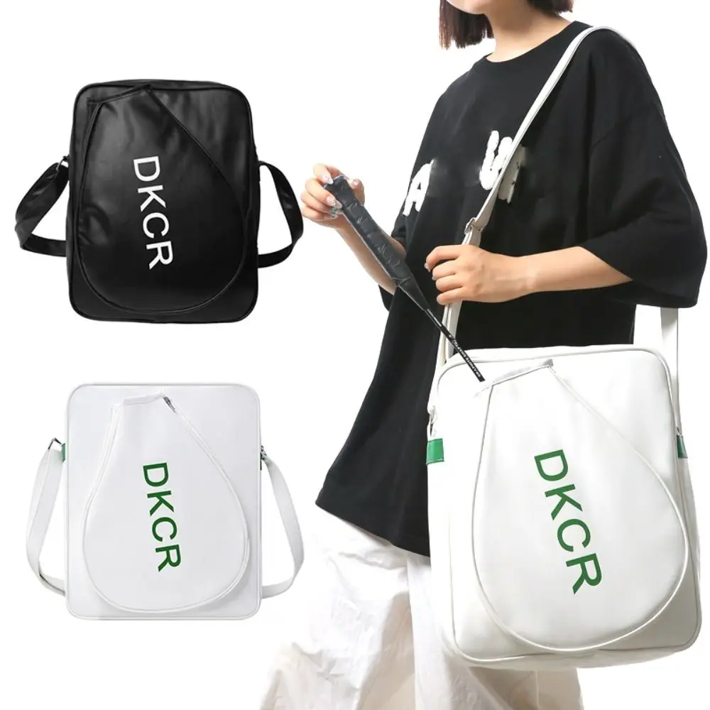 Portable PU Badminton Rackets Bag Lightweight Large Capacity Badminton Shoulder Bag Adjustable Strap Sports Carrying Bag