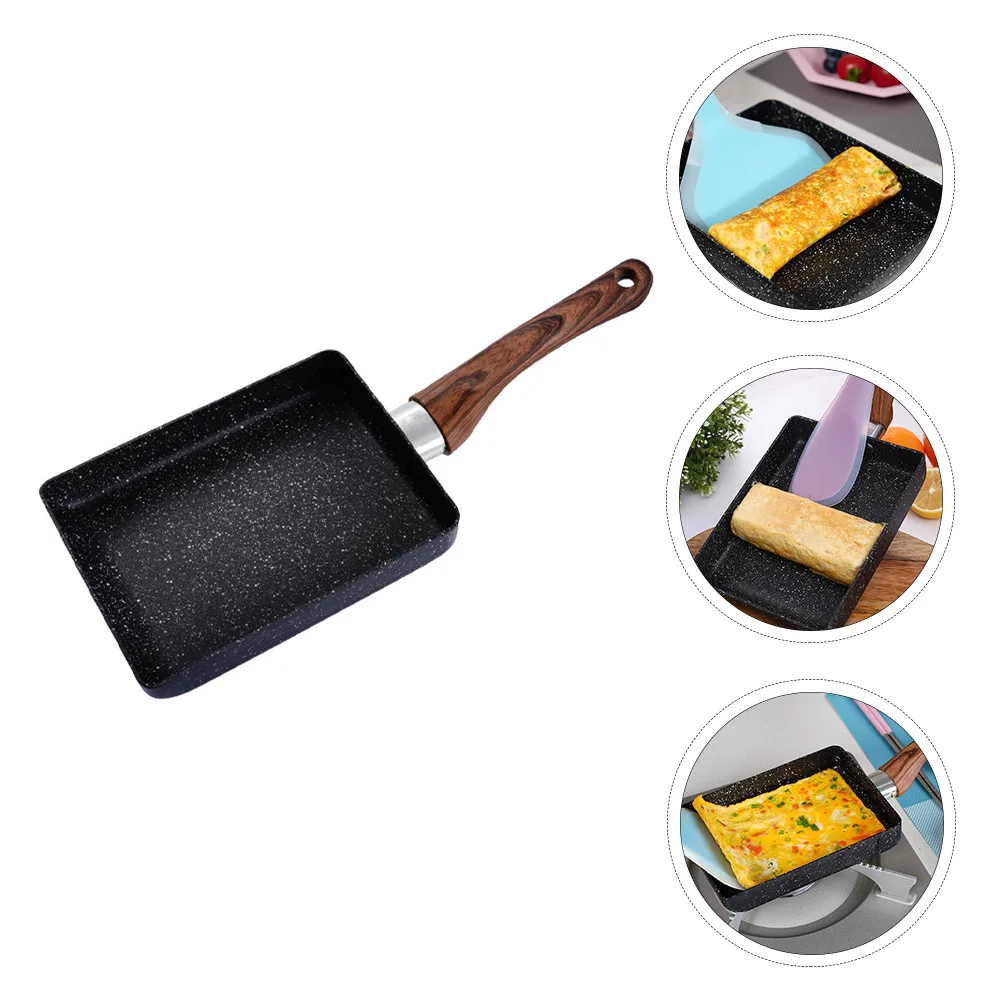 

Multi-Function Non-Stick Square Frying Wooden Handle Tamagoyaki Omelette Pan For Home Outdoor Bbq Camping Mini Marble Skillet