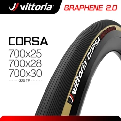 Clincher Vittoria Corsa 700X25C Road Tire 700ร28C/32C Graphene 2.0 Black Skin Folded Tires 320 TPI Suitable For Road Bicycle 700