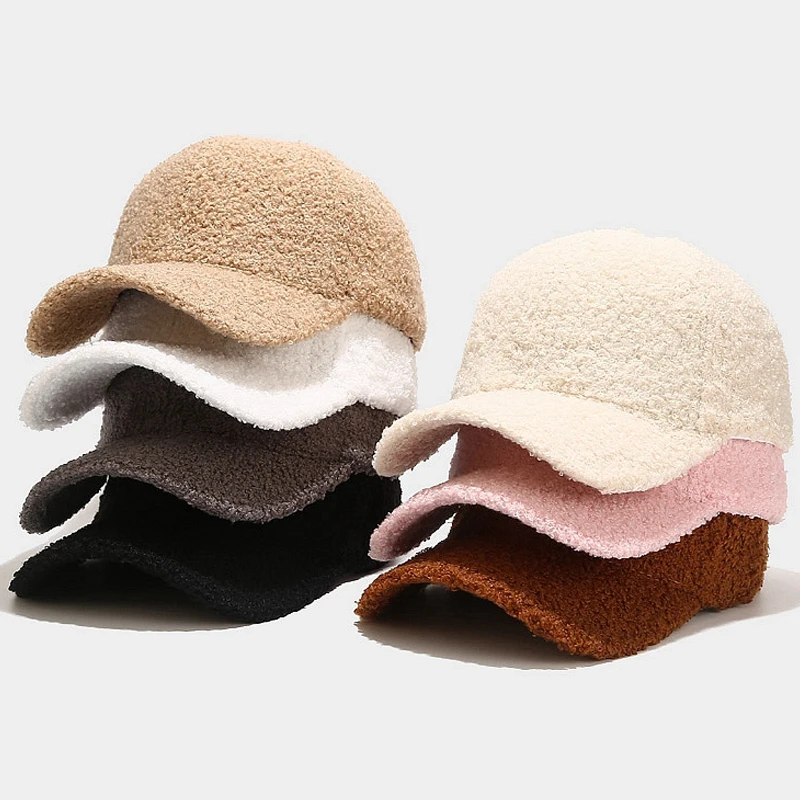 Autumn Winter Baseball Cap Women Thicken Lamb Wool Hats Version Tide Fleece Warm Cap Plush Baseball Caps Spring Baseball Cap