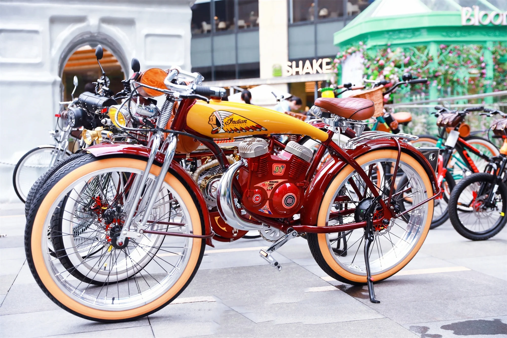 500W Indian Decal Ebike Super Cool  2023 China Cyle Shanghai Bicycle Expo Retro Style Vintage Bike Bravo Adorable Innovation