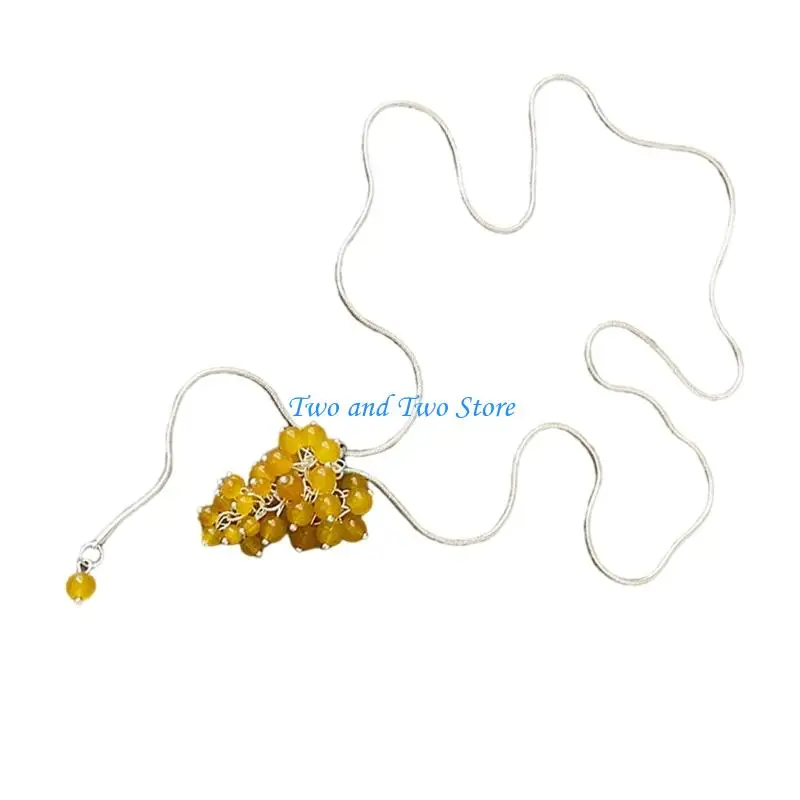 HX6F Elegant Adjustable Grape Cluster Pendant Chain Jewelry Piece Neckchain Stylish Charm Necklace for Women Gift