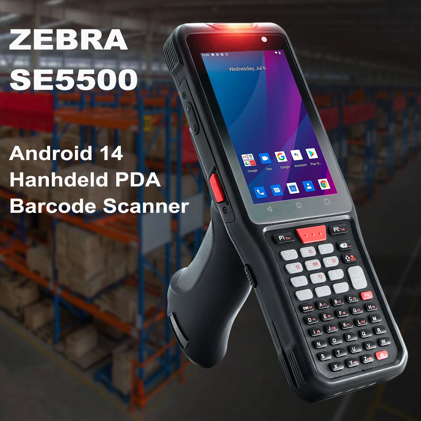 RUGLINE Long Range Zebra 1D 2D Bar code Scanner Data Collector 4 inch Android 14 4G+64G GSM/4G NFC Pistol Grip Rugged PDA Scan