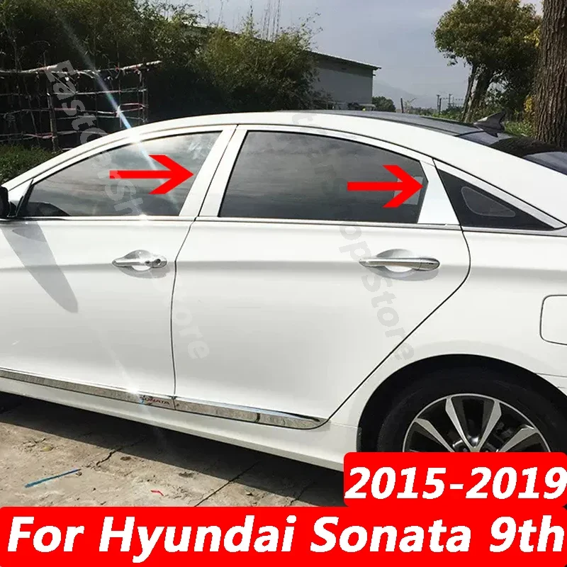 

For Hyundai Sonata 9th 2015-2019 Car Chrome Stainless Steel Middle Central Column PC Window Trim B C Pillar Sticker Accessories