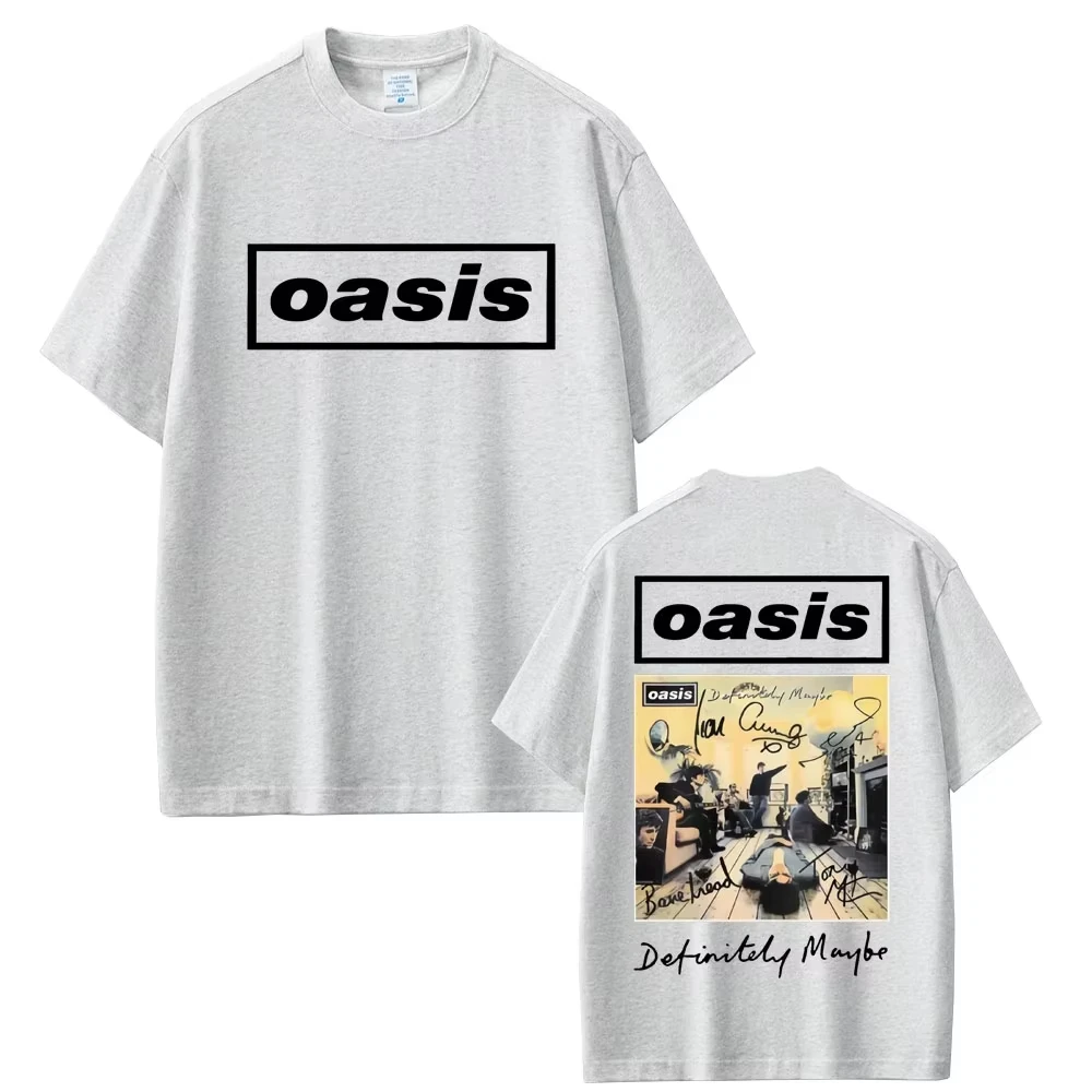 روك باند O-واحة بالتأكيد ربما الجرافيك تي شيرت الرجال النساء الملابس موضة المتضخم التي شيرت الذكور عادية القطن الخالص تي شيرت