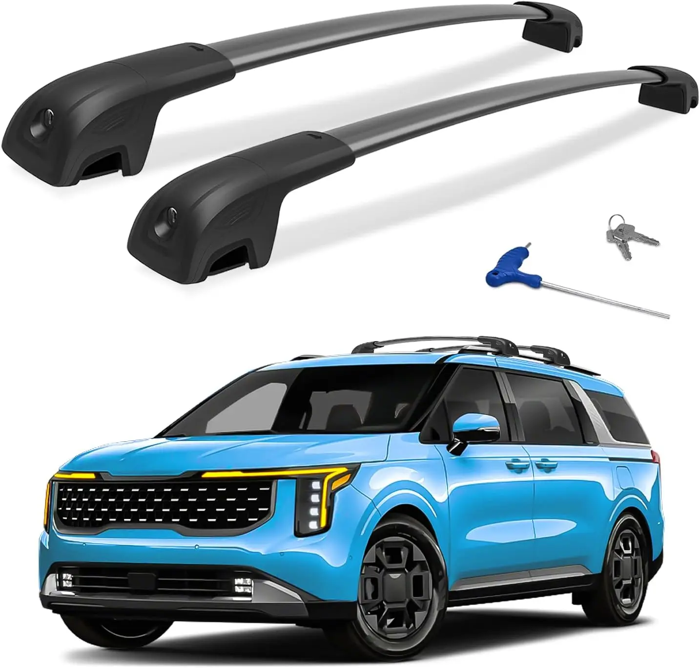 

300lbs Roof Rack Cross Bars for 2022-2026 KIA Carnival & Hybrid, Heavy Duty Aluminum Cargo Carrier, Black