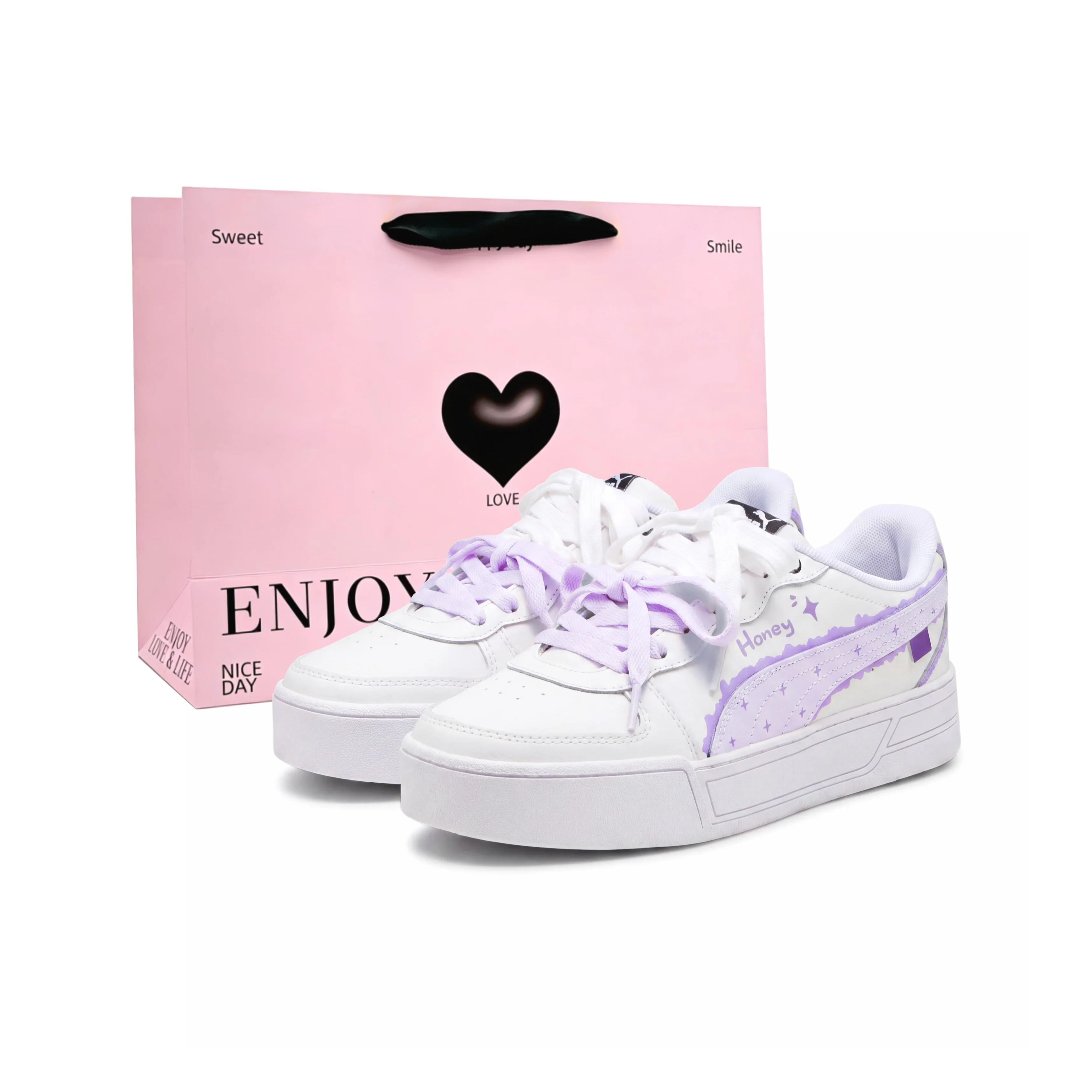 PUMA Skye Sweet Star Whisper Skateboard Shoes Women's White Purple 374764-02(Team2426-)