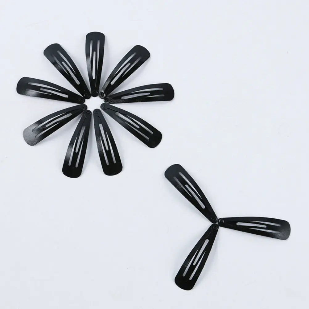 50Pcs Girls Hair Clips Black Metal Water Drop Snap Barrettes Kids Toddlers Teens Daily School Party Christmas Birthday Hair