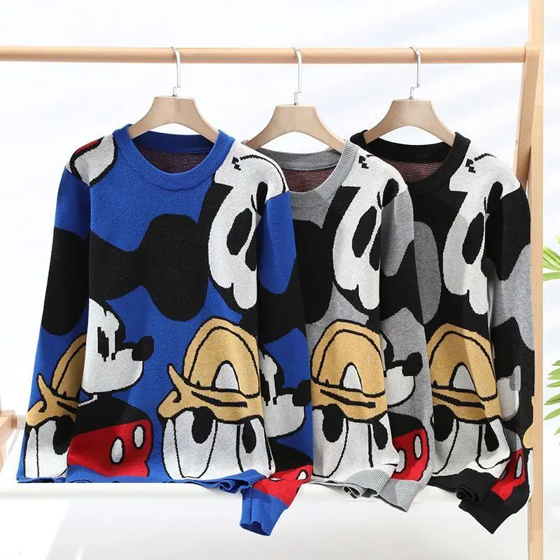 MINISO autumn Mickey donald duck cute sweater Disney new anime creative ins style warm kawaii sweater wholesale gift for friends