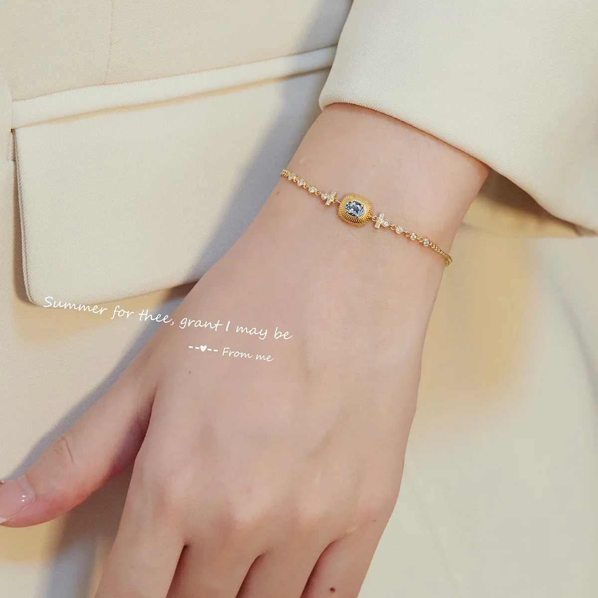 Designer Unisex 925 Silver Set Cushion Aquamarine 1 Carat Charm Pendant Cuban Chain Bracelet Natural Gems Women Men Fine Jewelry