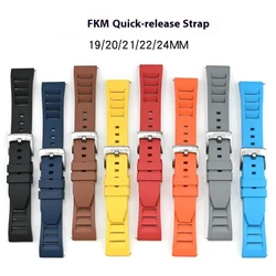 19/20/21/22/24mm Fluoro Rubber Strap Breathable Window Design Quick Release Diving Waterproof FKM Men Women Replace Watch Band
