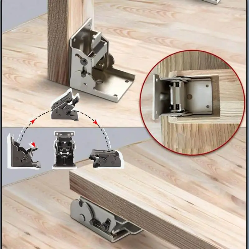 90 Degrees Self-locking Folding Hinge Anti-corrosion Invisible Connector Support Brackets Hinge Self Lock Hinges