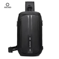 OZUKO, bolso bandolera para el pecho, bolso antirrobo para hombre, bandoleras impermeables para hombre, paquete de pecho para exteriores, bolso cruzado con carga USB para hombre