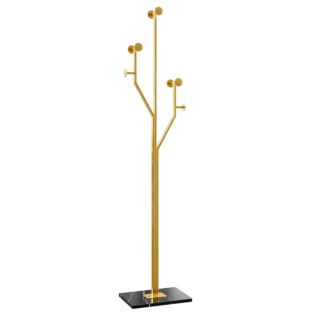 

Gold Coat Rack,Sturdy Coat Tree Freestanding Heavy Duty With Marble Base,Metal Standing Coat Ra For Bedroom,Entrance,Modern