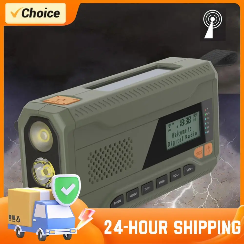 

Аварийное радио на солнечной батарее, 4500 мАч, портативное DAB FM-погодное радио с зарядным устройством для мобильного телефона, светодиодный фонарик, лампа для чтения