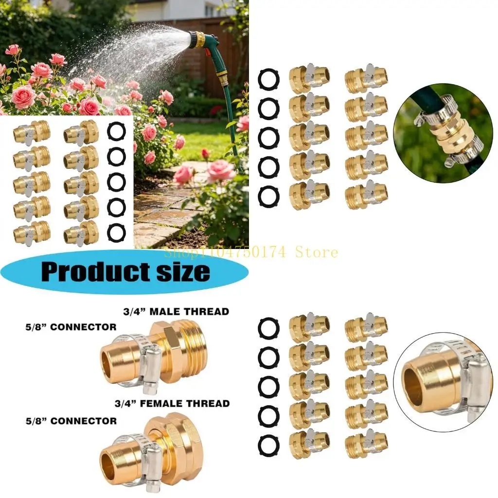 5lots Heavy Duty Brass Water Pipe Connector Male and Female Garden Water Hose Repair Connector Fittings top sale