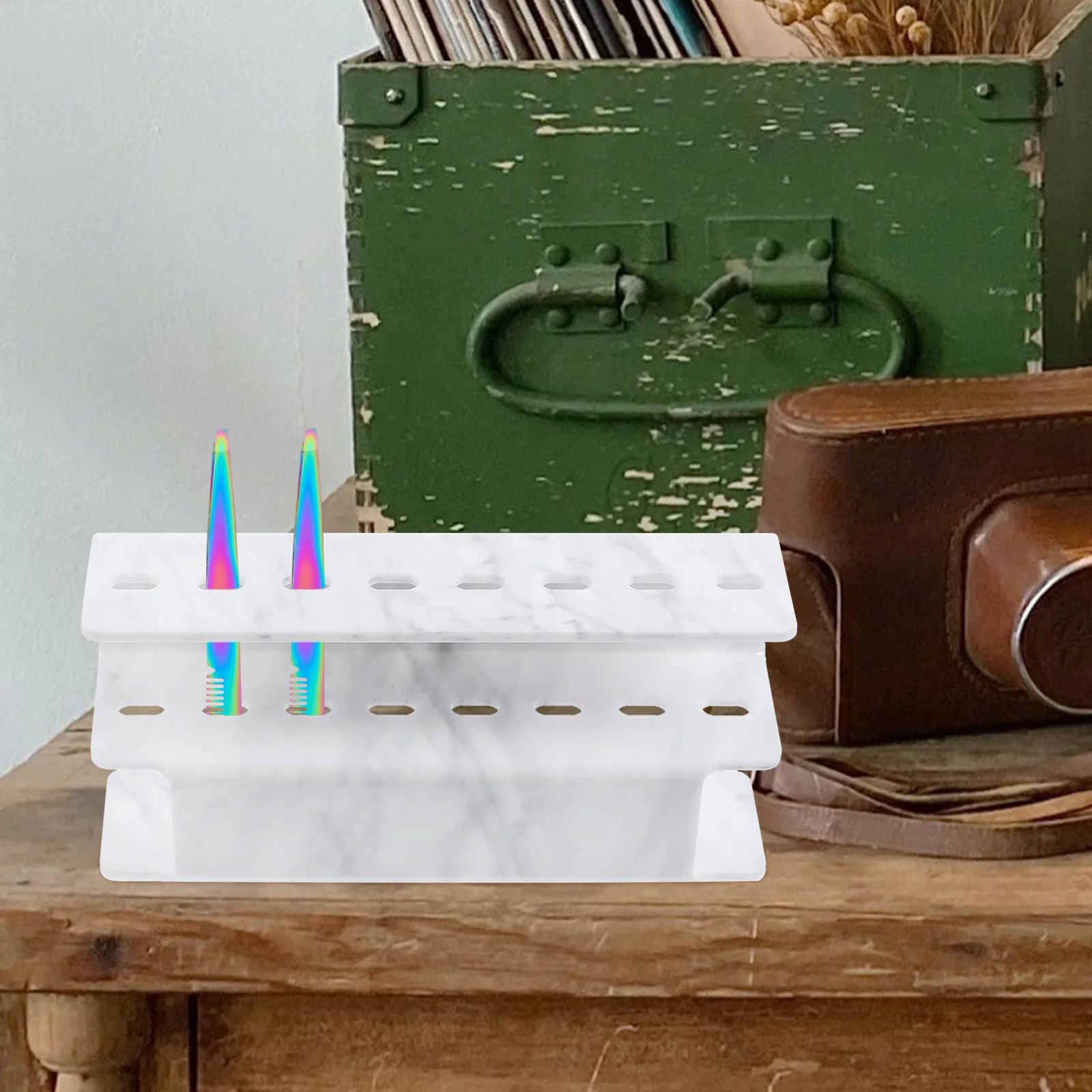 8 حفرة الملقط المنظم الاكريليك ملاقط الرخام حامل رمش تمديد أداة حامل فرشاة للمكياج تخزين الرف