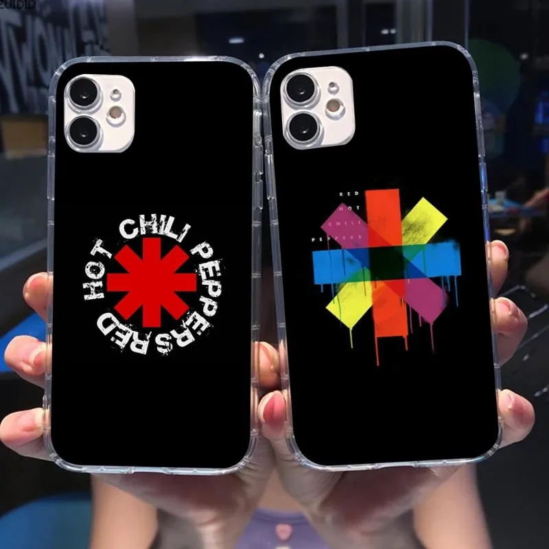 Red RHCP P-Peppers Phone Case for iPhone 14 13 12 11 XS X 8 7 6 Plus Mini Pro Max SE 2022 Clear Cover Funda Shell