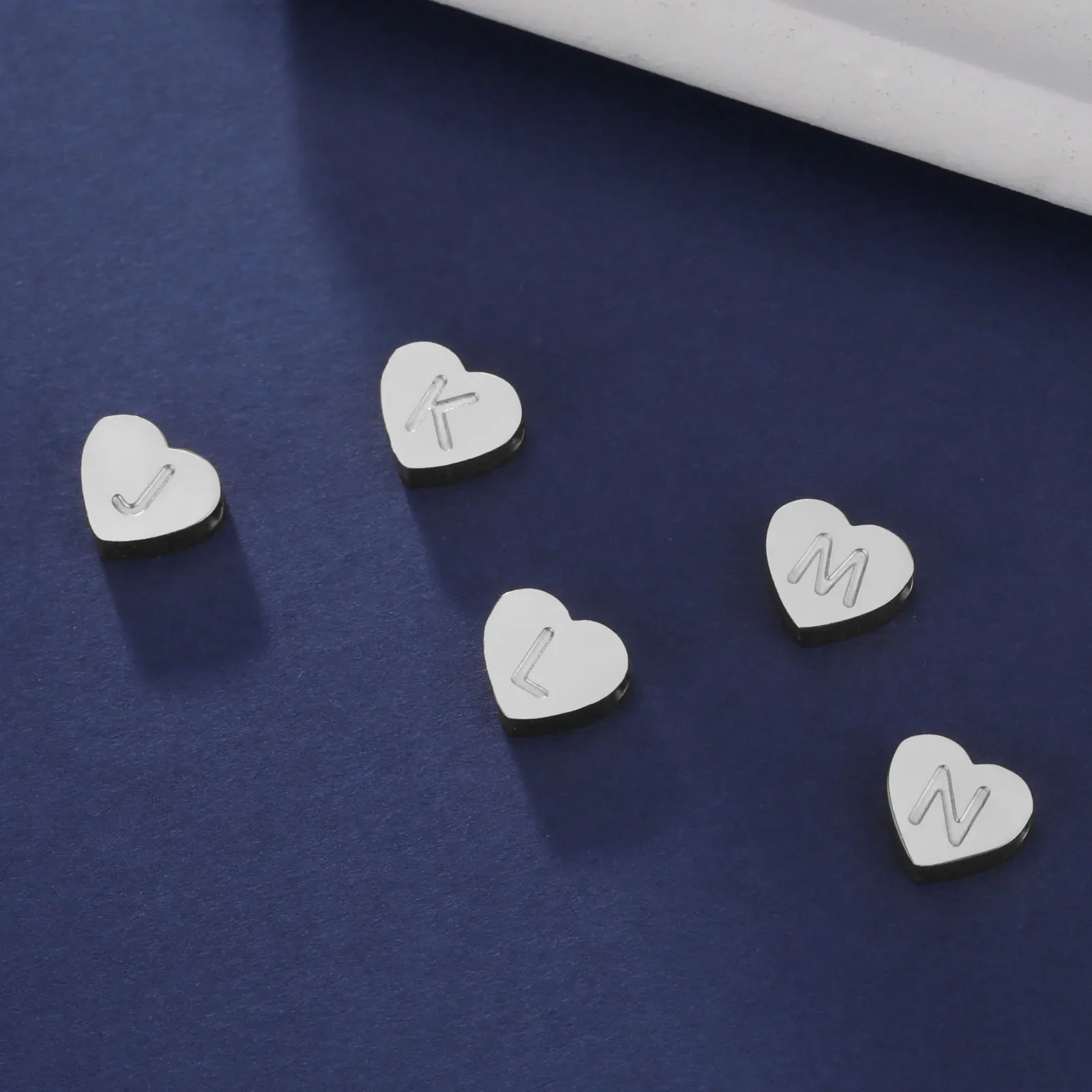 Teamer Initial Letter Heart Charm Stainless Steel Gold Color A-Z Alphabet Pendant for Necklace Bracelet Jewelry Making Wholesale