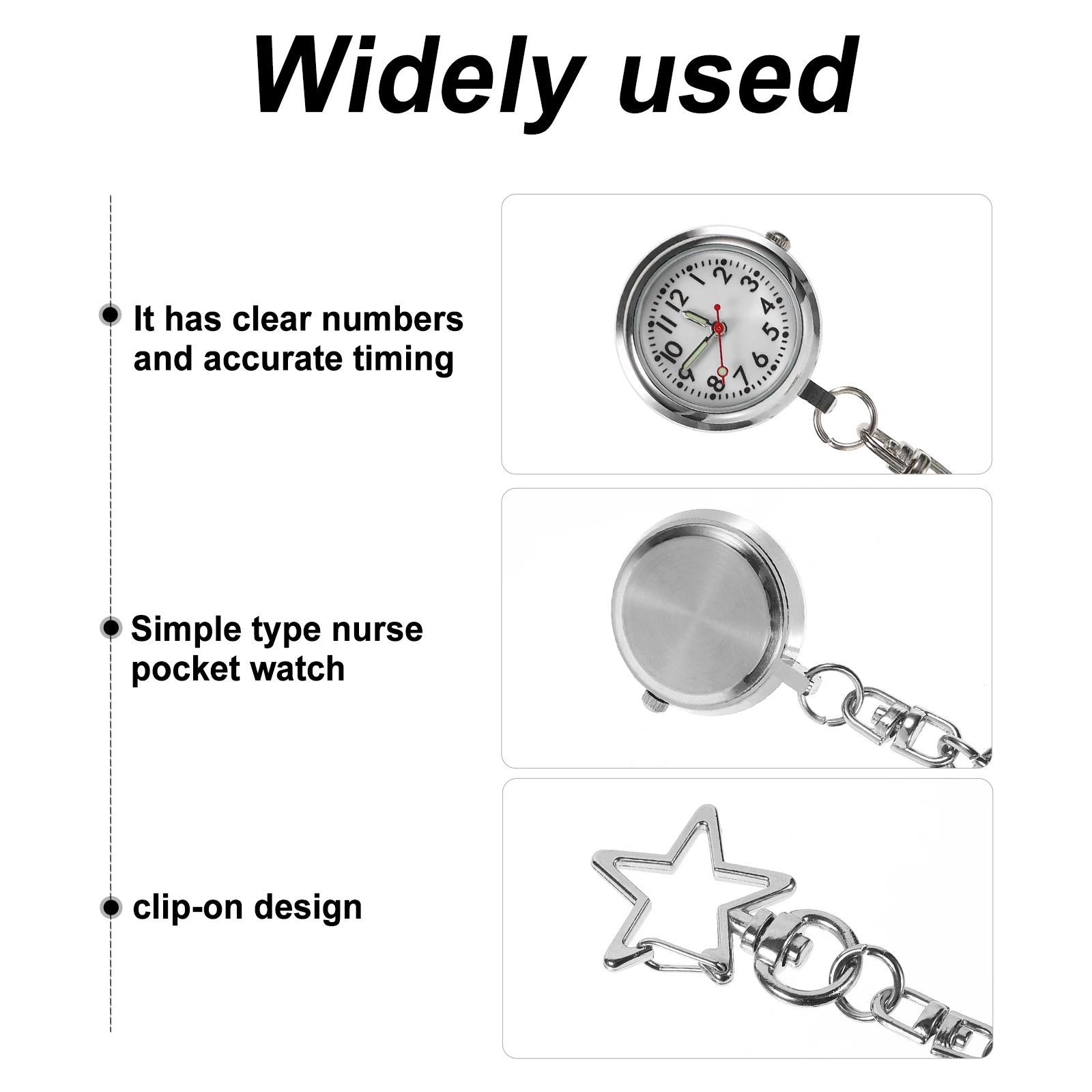 Orologio da tasca per infermiera in lega di quarzo analogico argento durevole leggero portatile medico accessorio medico orologio da taschino per infermiera assistenza sanitaria