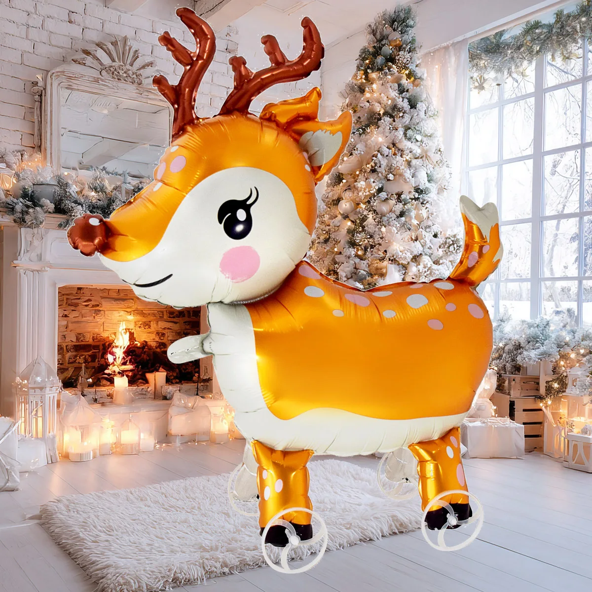 1 Stück Spaziergang Weihnachten Elch mit Rad Folienballons Neujahr Weihnachtsdekorationen Geschenke Navidad 2026